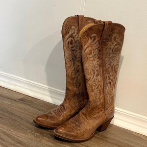 Shyanne Tan Embroidered Leather Boots